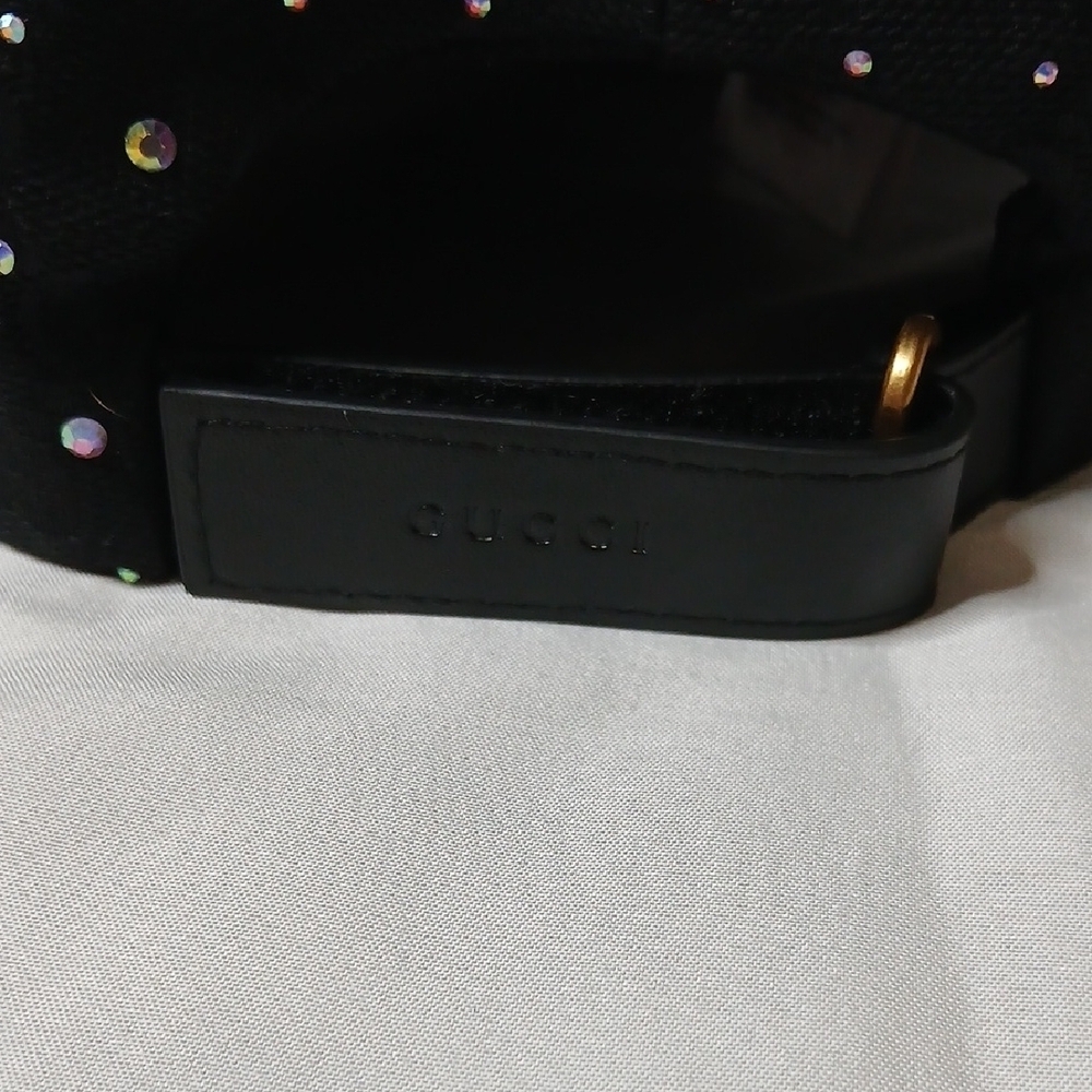 Gucci Black Monogram GG Rhinestone Cap - Picture 4 of 6